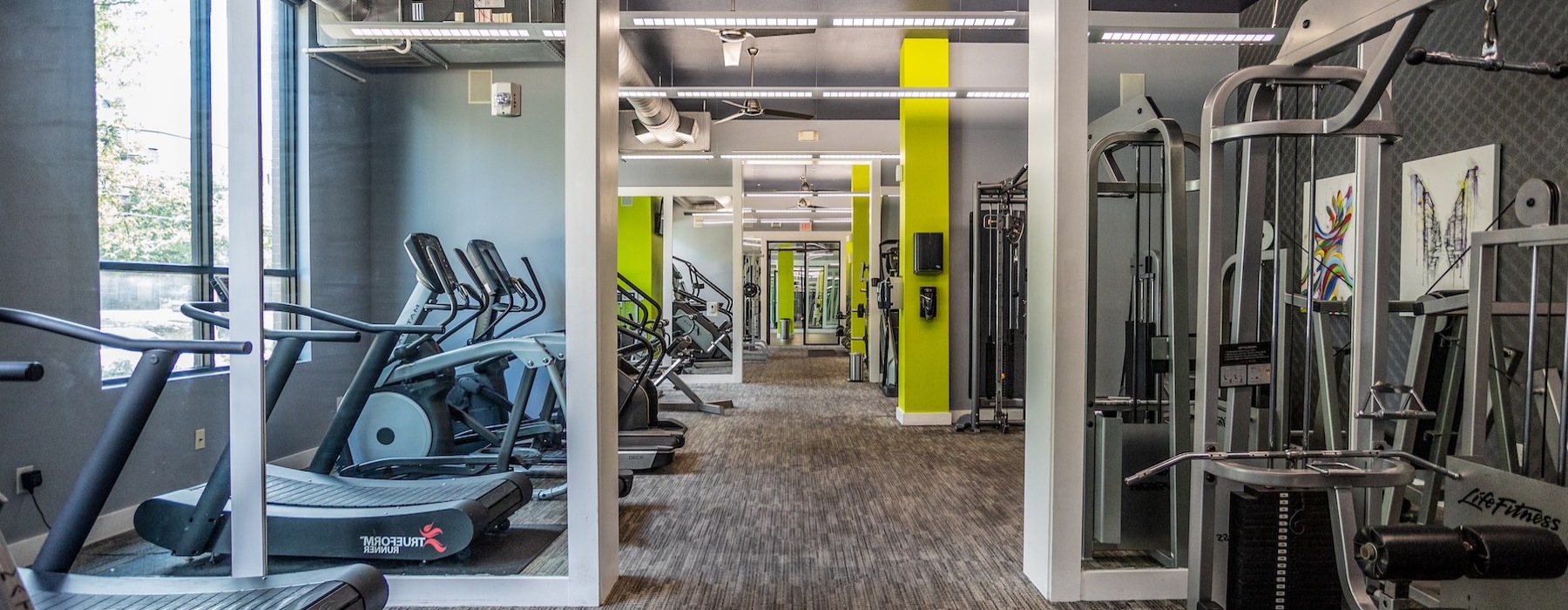 a gym with exercise equipment